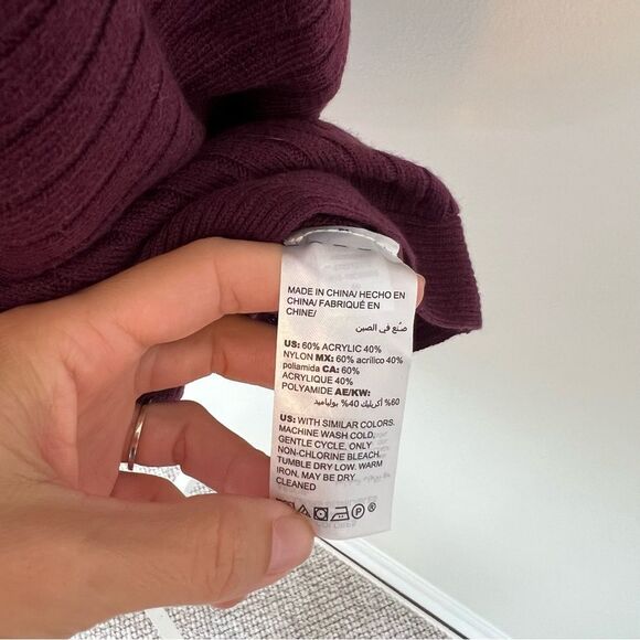 Chico’s Ribbed Pullover Dolman Sweater Size 4 / XXL in Burgundy / Wine - Picture 6 of 7